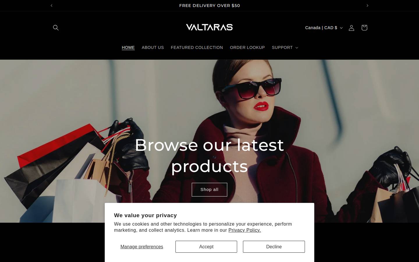 valtaras.com homepage screenshot