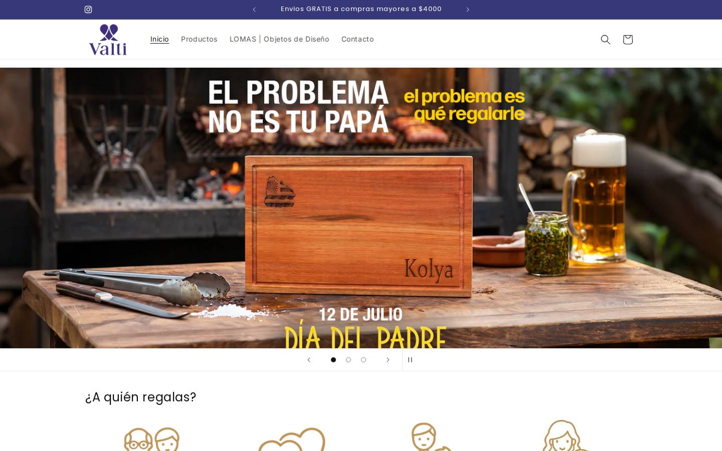 valtiregalos.com homepage screenshot