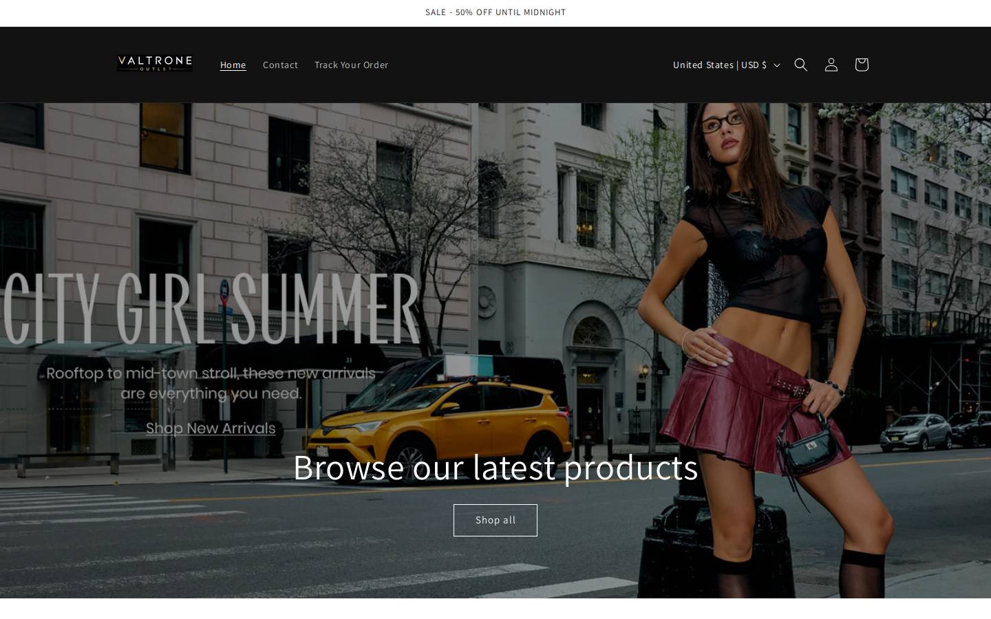 valtroneoutlet.com homepage screenshot
