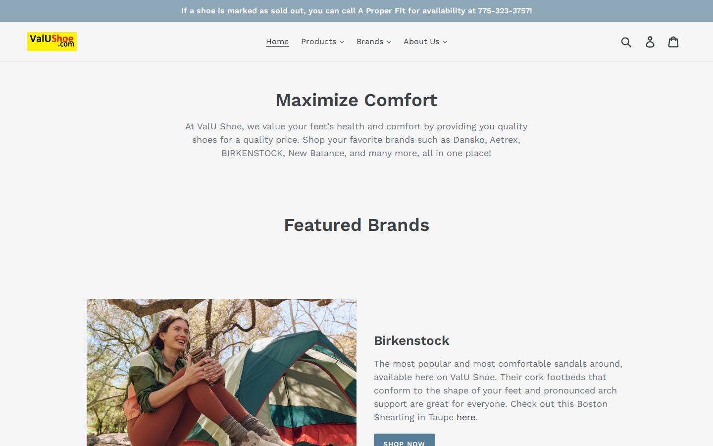 valu-shoe.com homepage screenshot