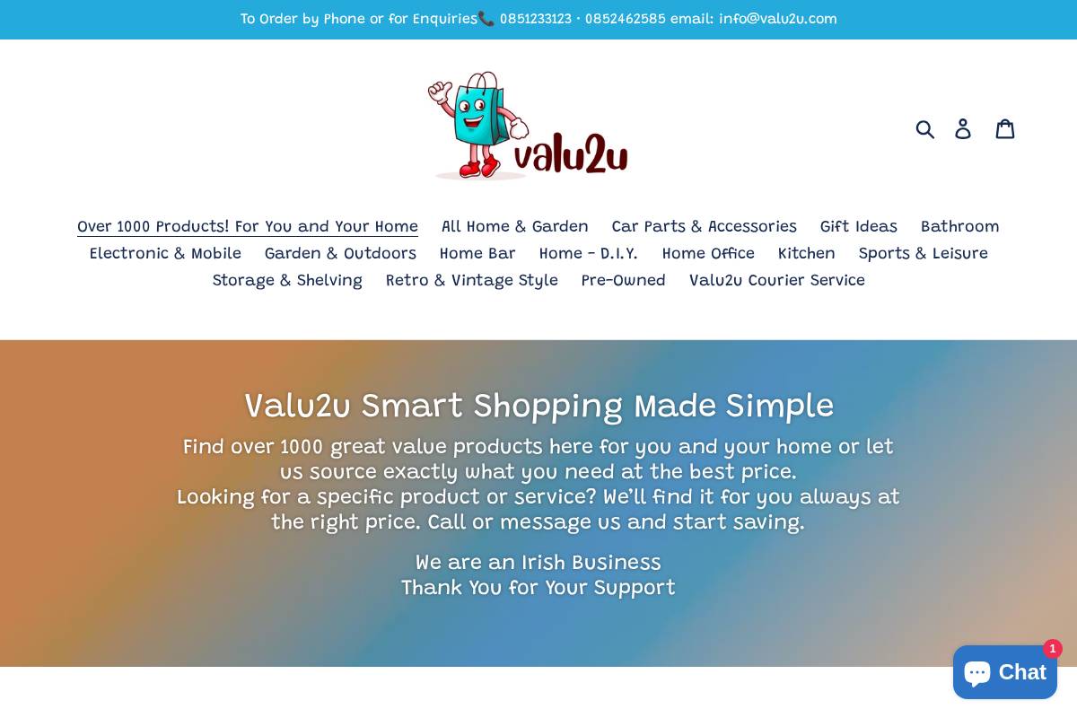 Valu2u homepage screenshot