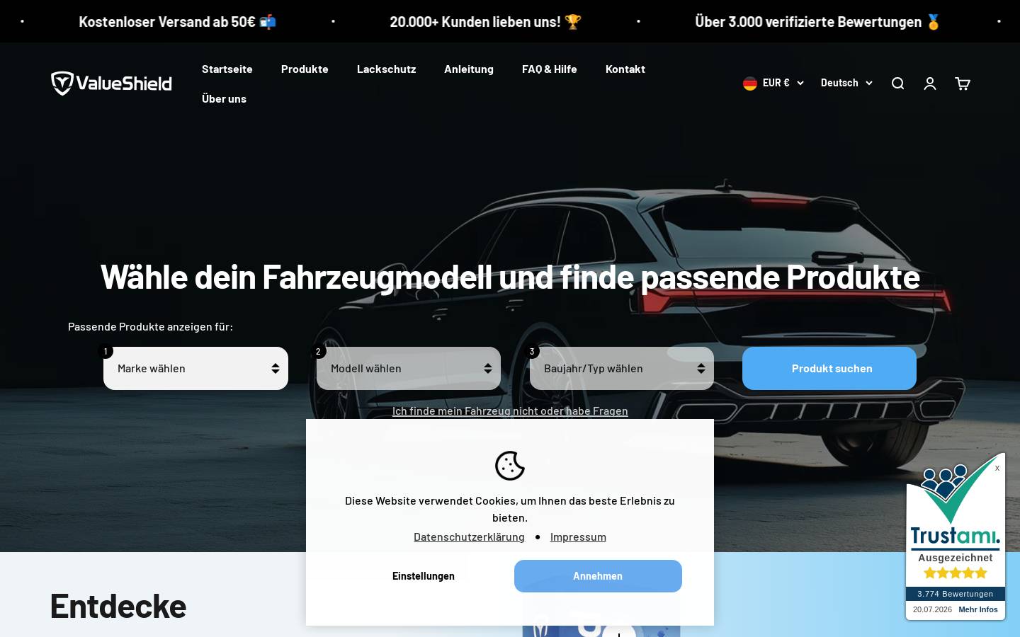 Valueshield homepage screenshot