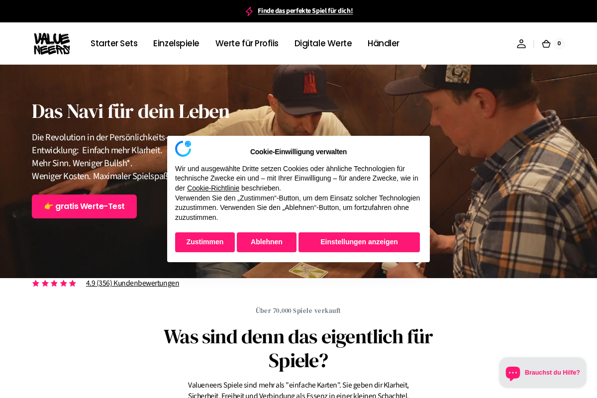 Valueneers homepage screenshot