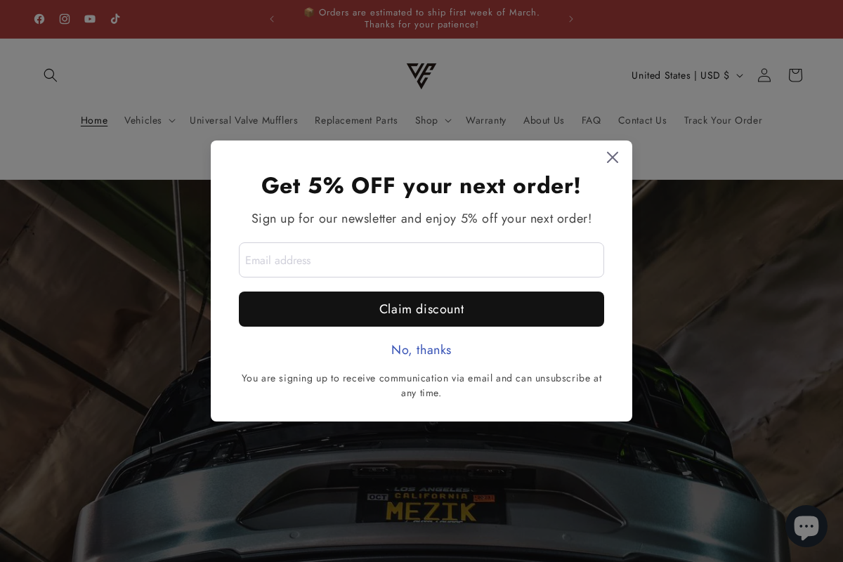 Valved Exhausts homepage screenshot