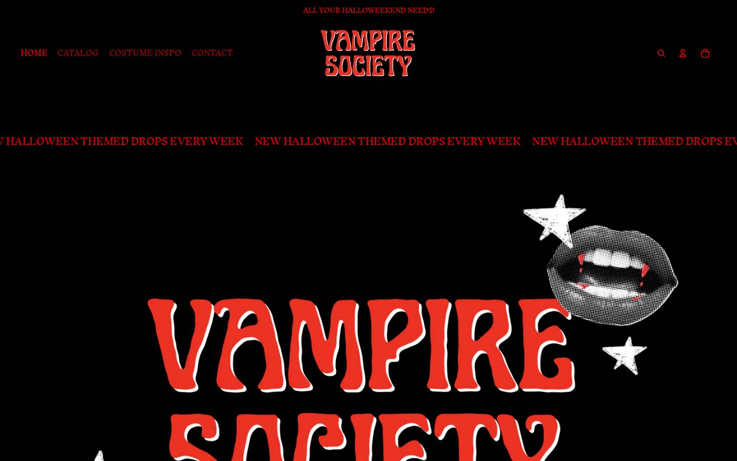 vampiresocietybootique.com homepage screenshot