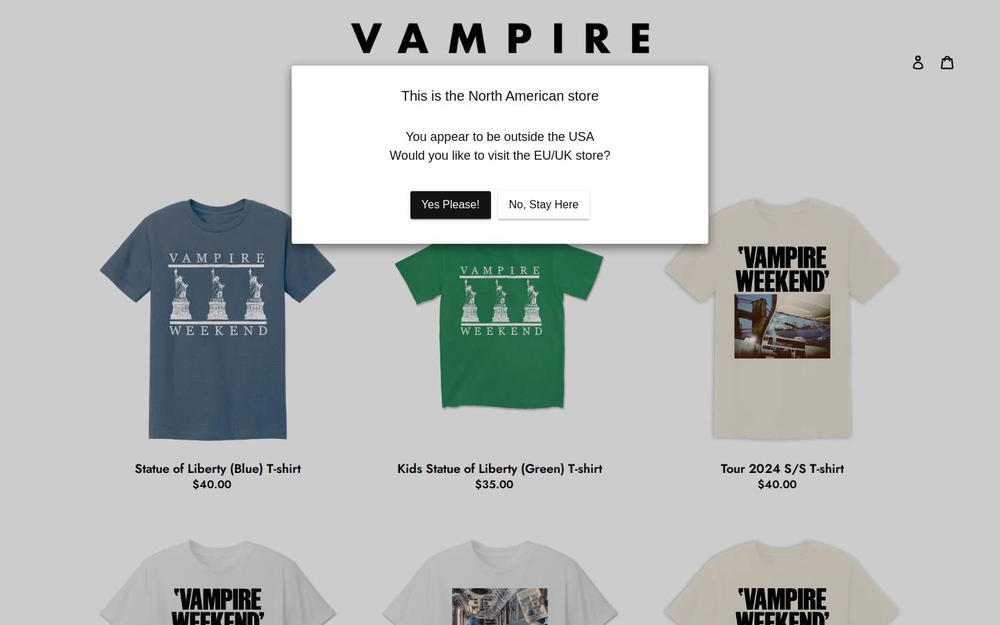 vampireweekend.store homepage screenshot