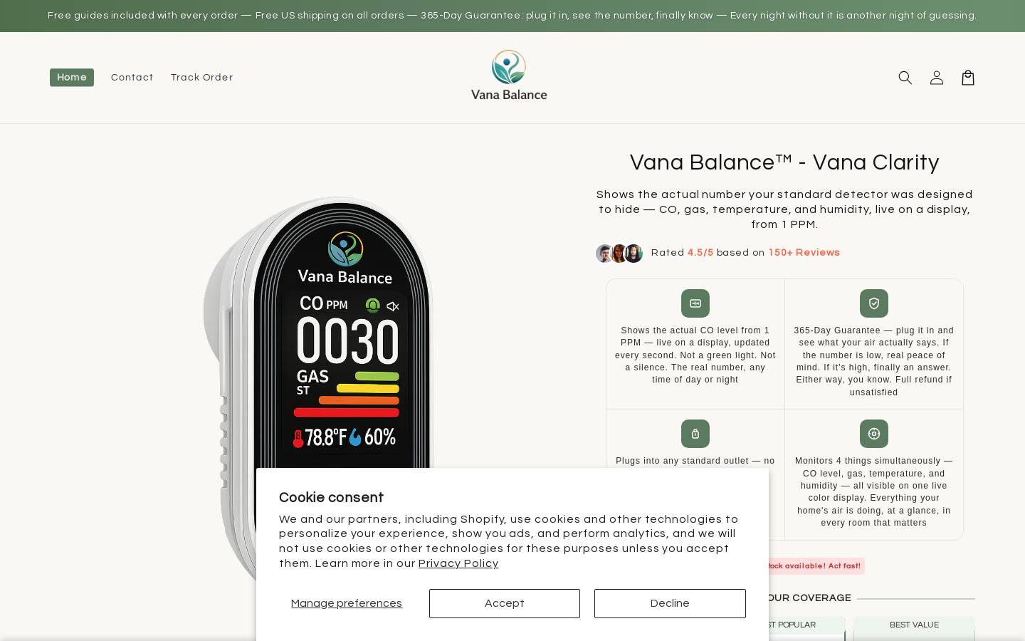 vanabalance.com homepage screenshot
