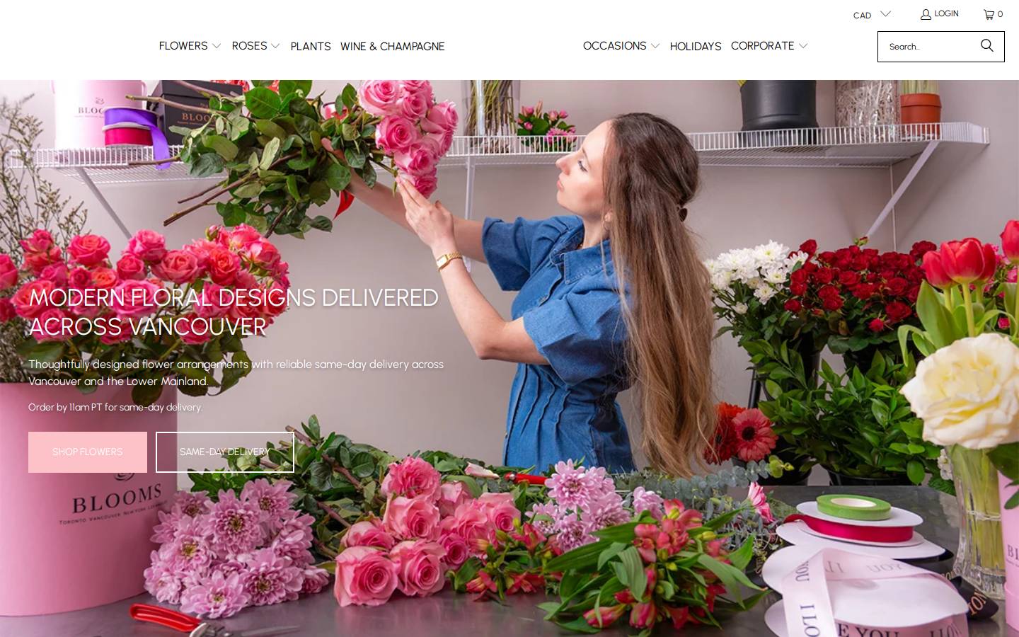 Vancouver Blooms homepage screenshot