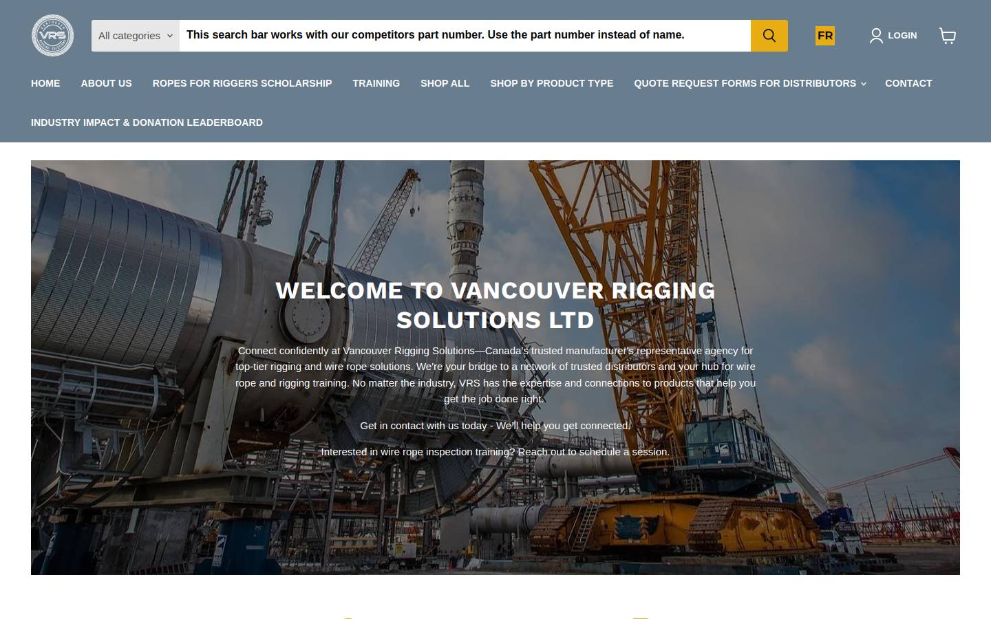 vancouverriggingsupplyltd.com homepage screenshot