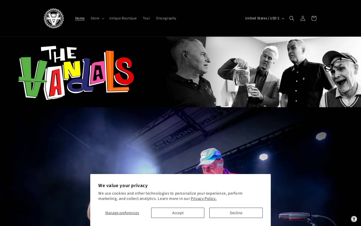 vandals.com homepage screenshot