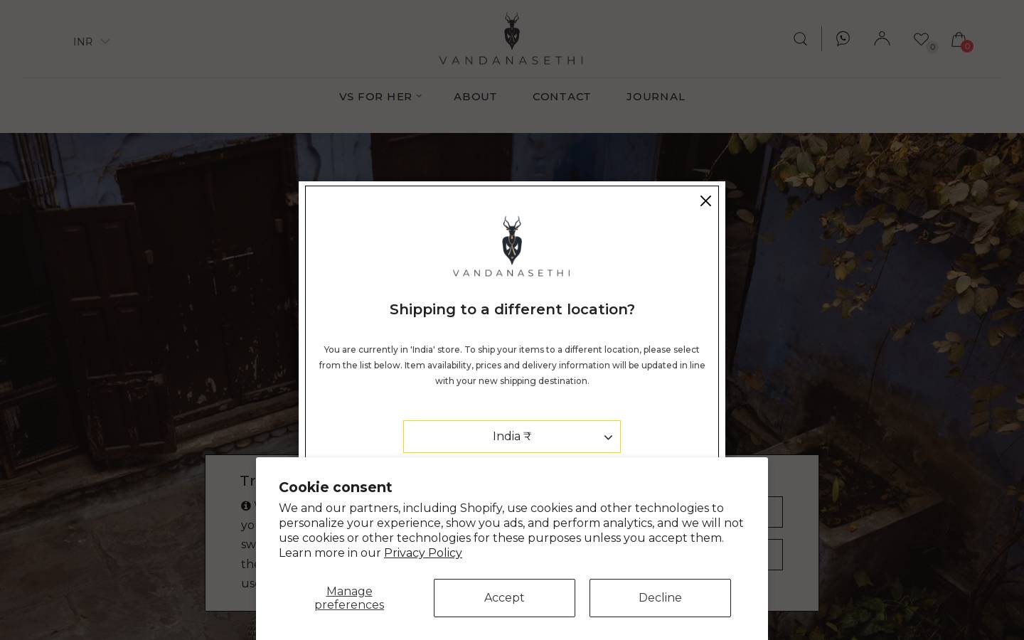 vandanasethi.com homepage screenshot