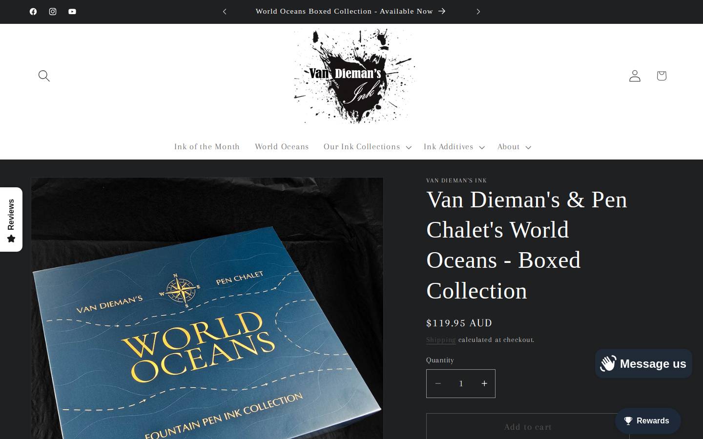 vandiemansink.com.au homepage screenshot