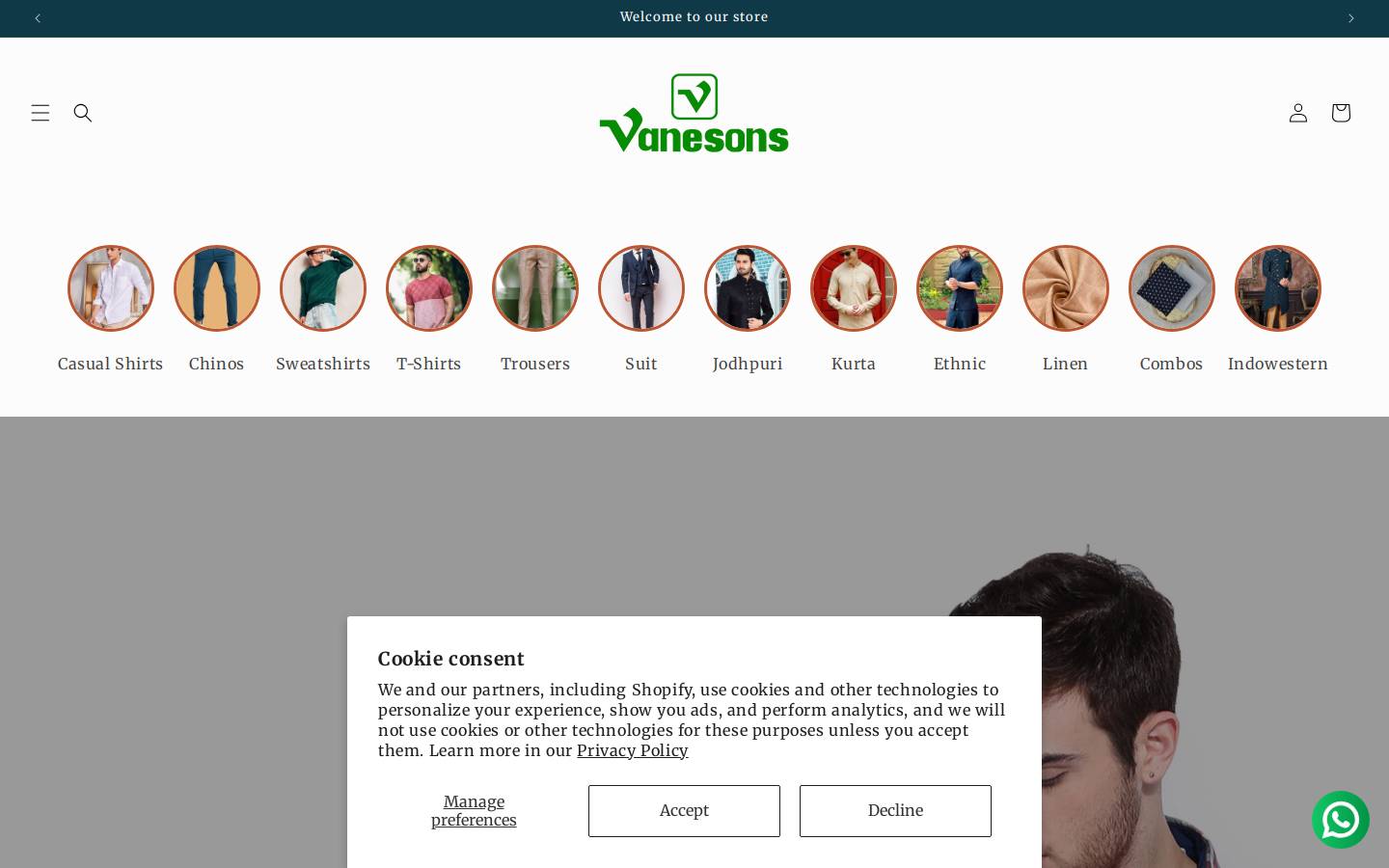 vanesons.com homepage screenshot