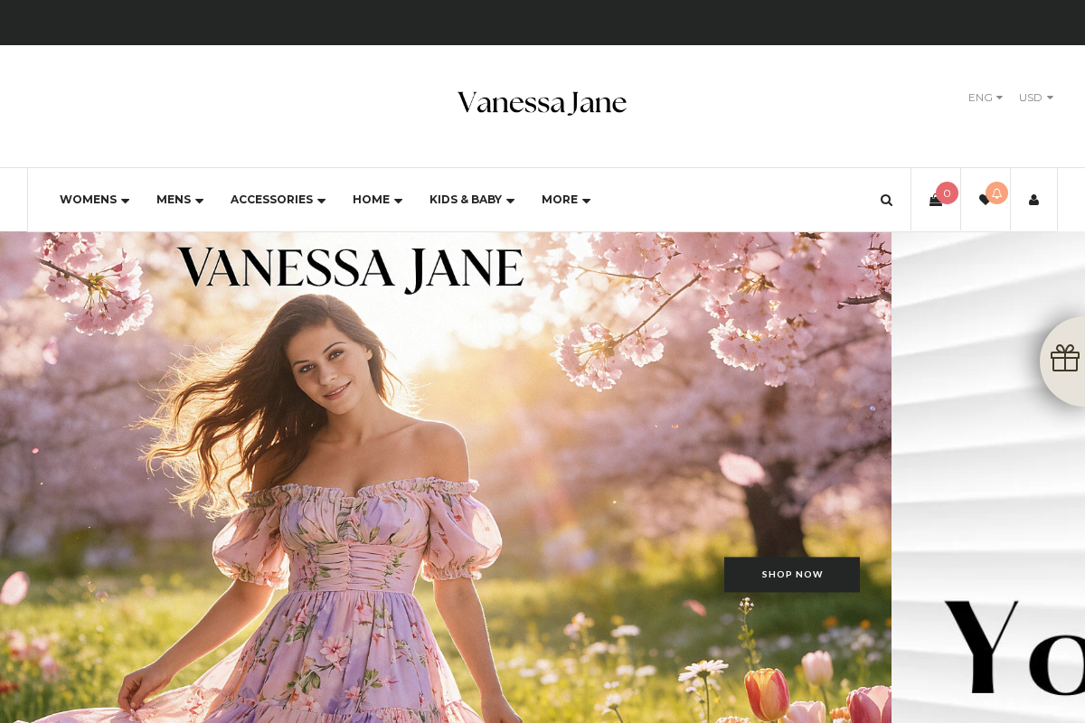 vanessajanestore.com homepage screenshot