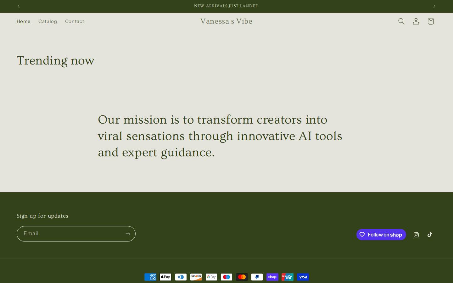 vanessasvibe.com homepage screenshot