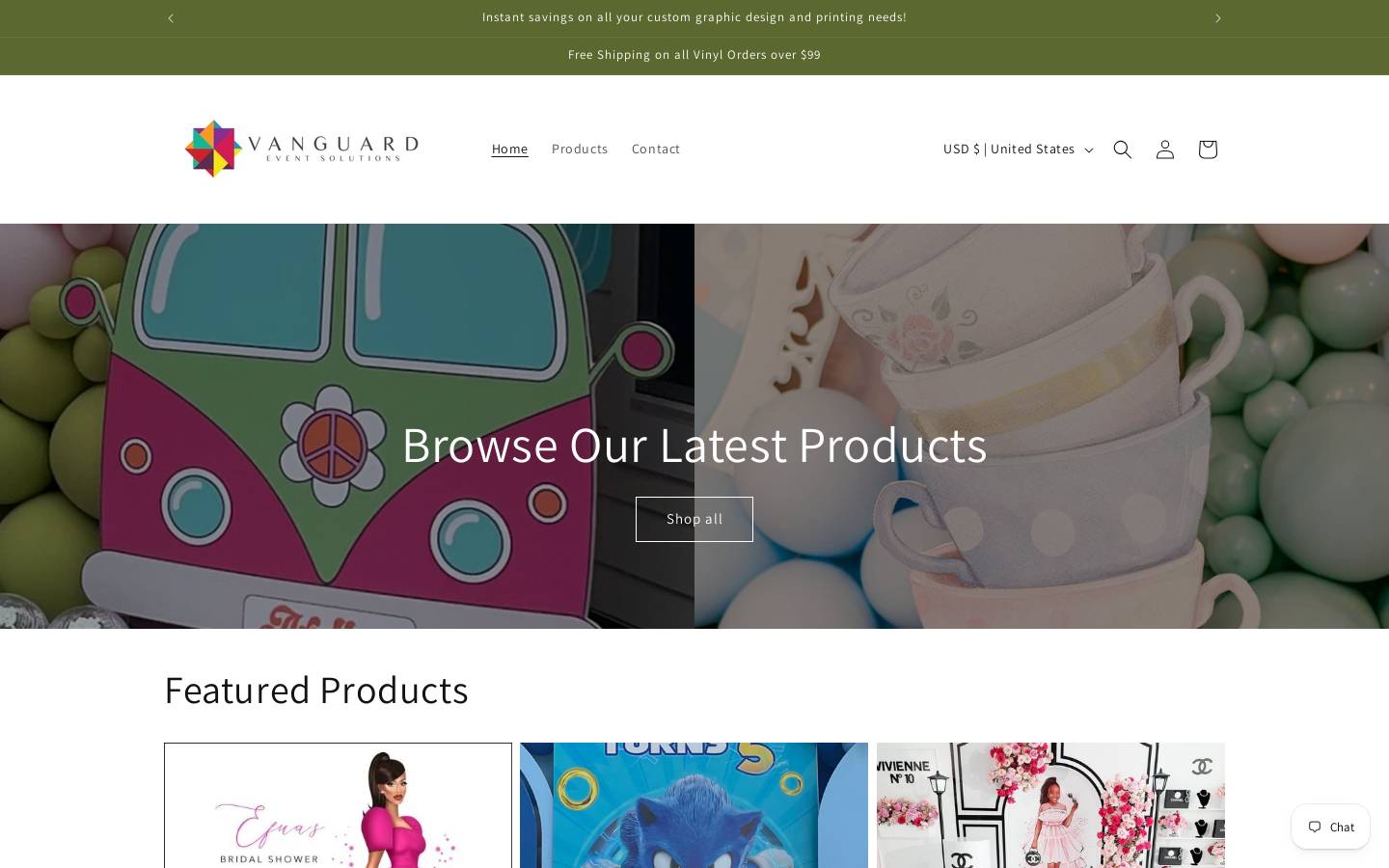vanguardeventsolutions.com homepage screenshot