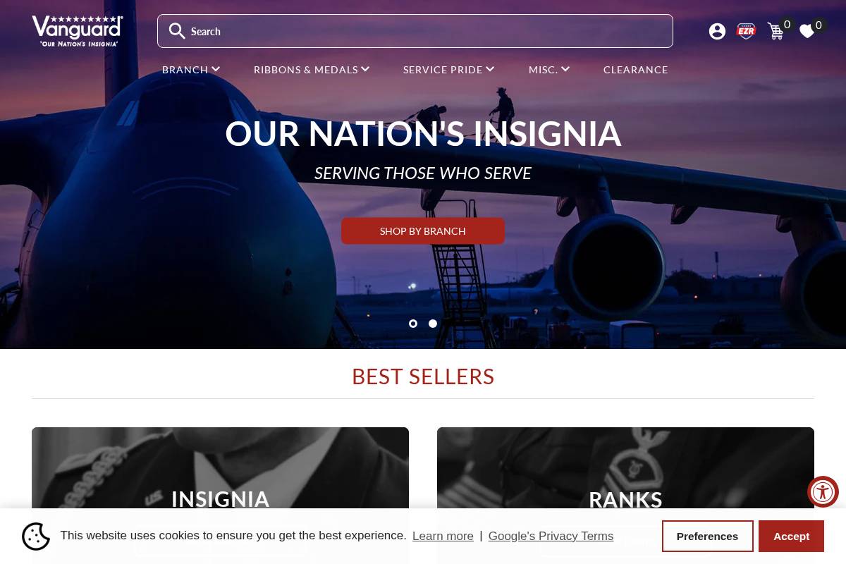 vanguardmil.com homepage screenshot