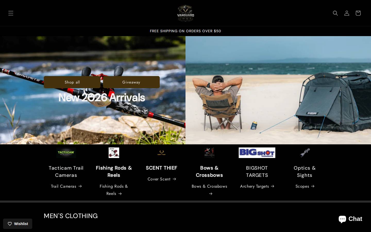 vanguardoutdoors.com homepage screenshot
