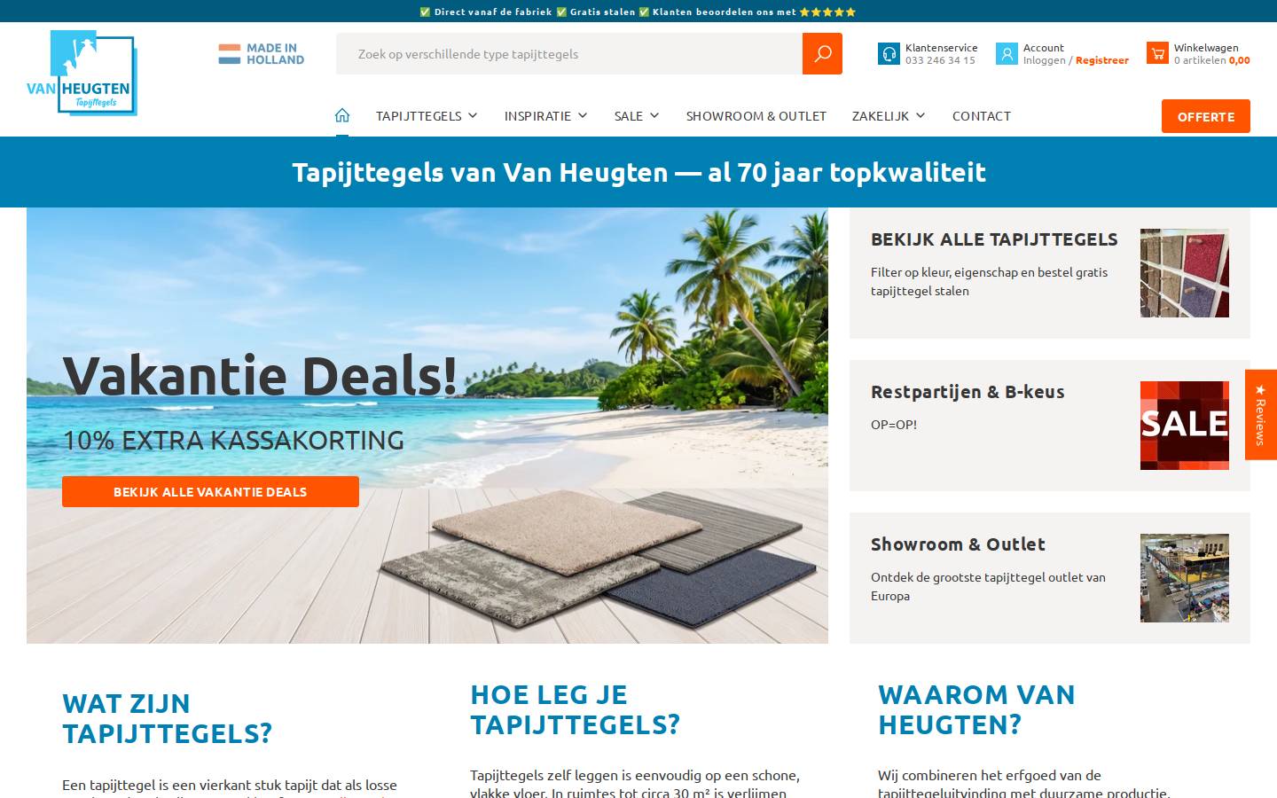Vanheugtentapijttegels homepage screenshot
