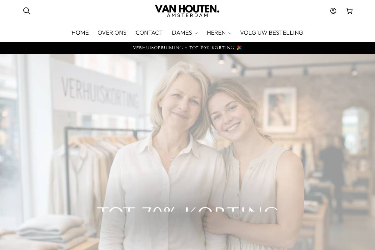 Vanhoutenamsterdam homepage screenshot