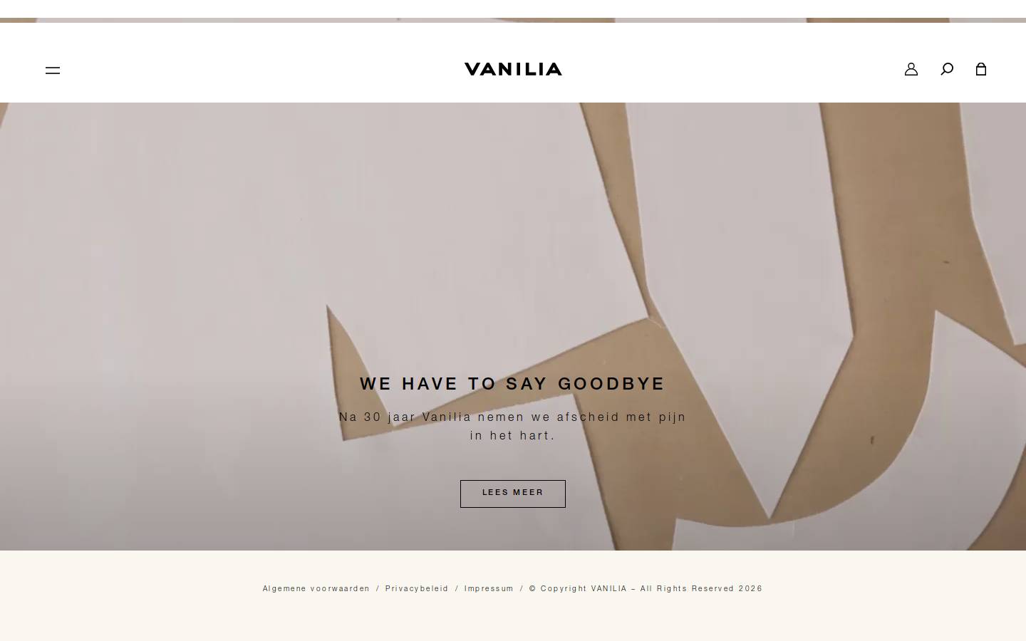 Vanilia homepage screenshot