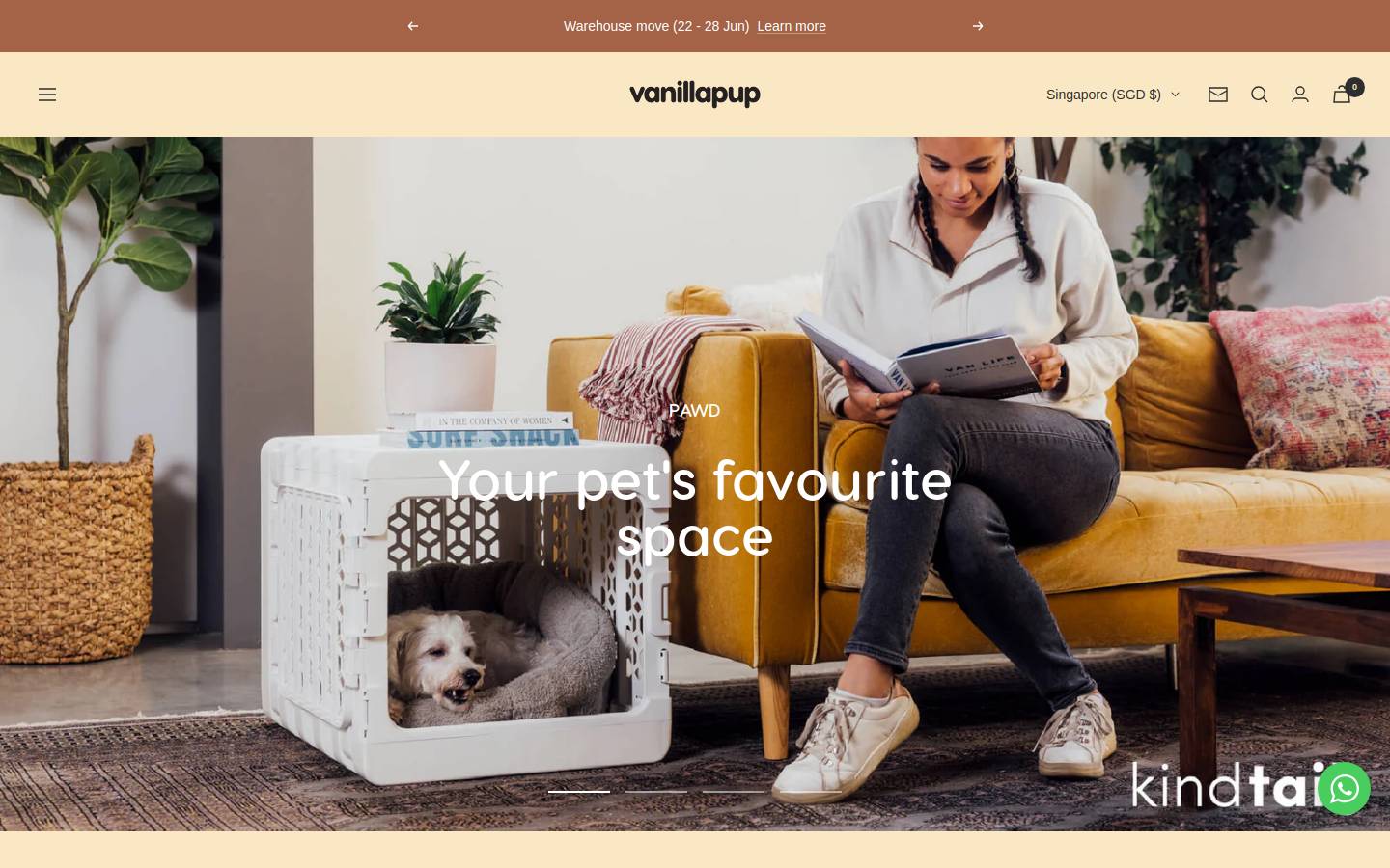 vanillapup.com homepage screenshot