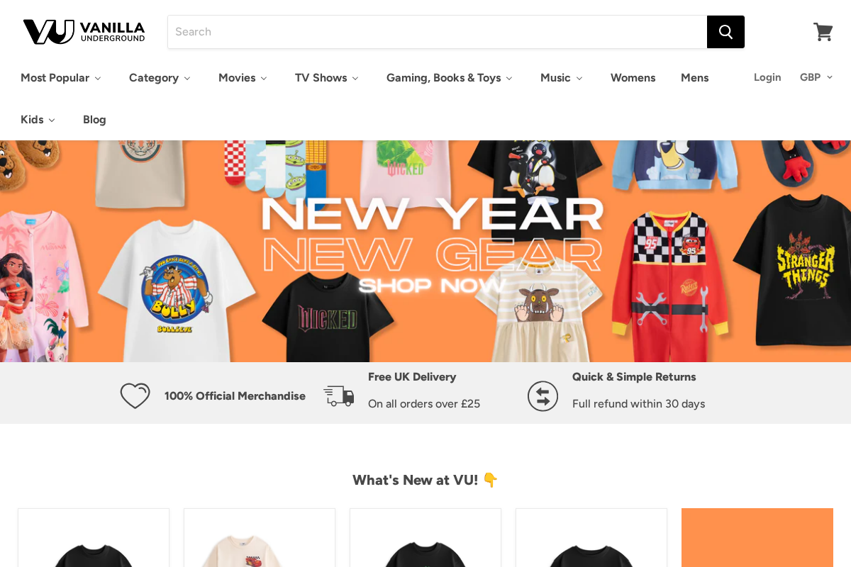 Vanilla Underground homepage screenshot