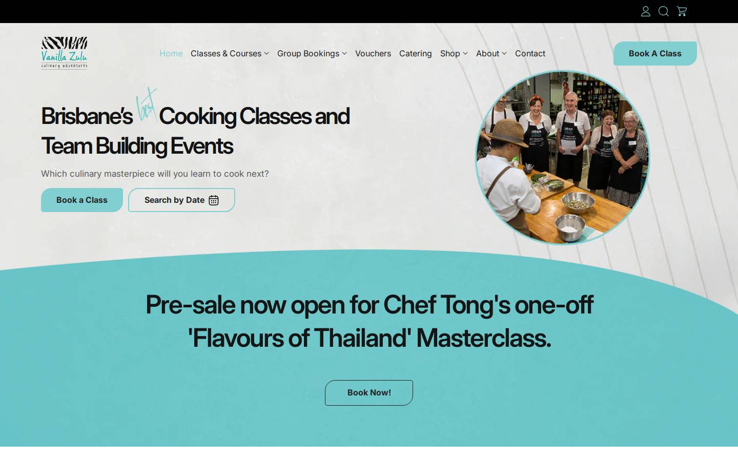 Vanilla Zulu Culinary Adventures homepage screenshot