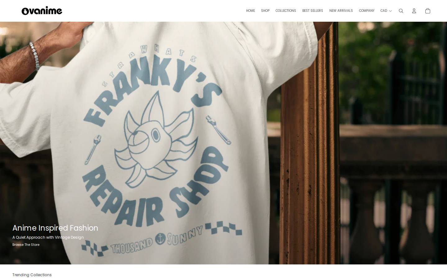 vanime.shop homepage screenshot