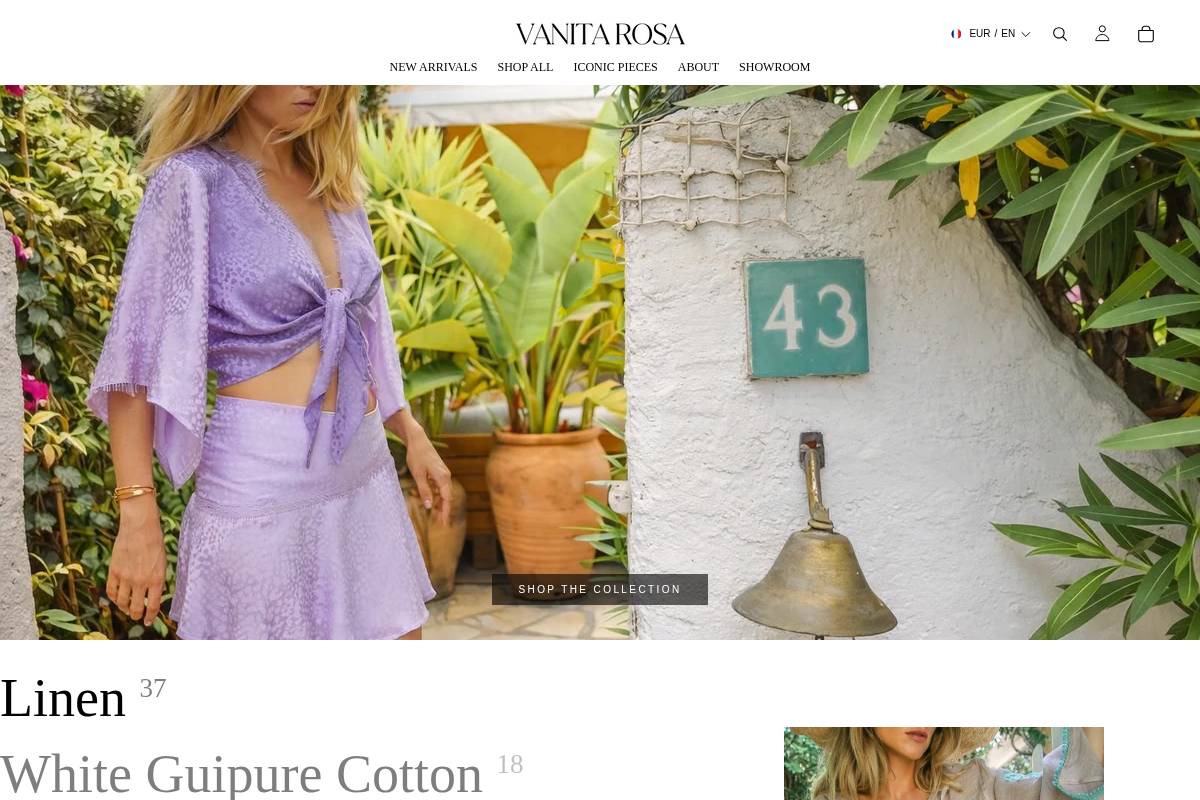 vanitarosa.com homepage screenshot