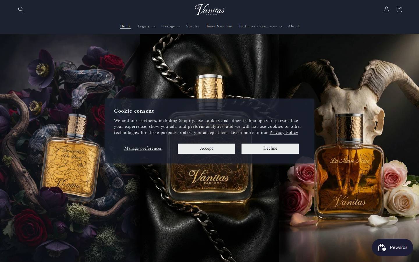 vanitasparfums.com homepage screenshot