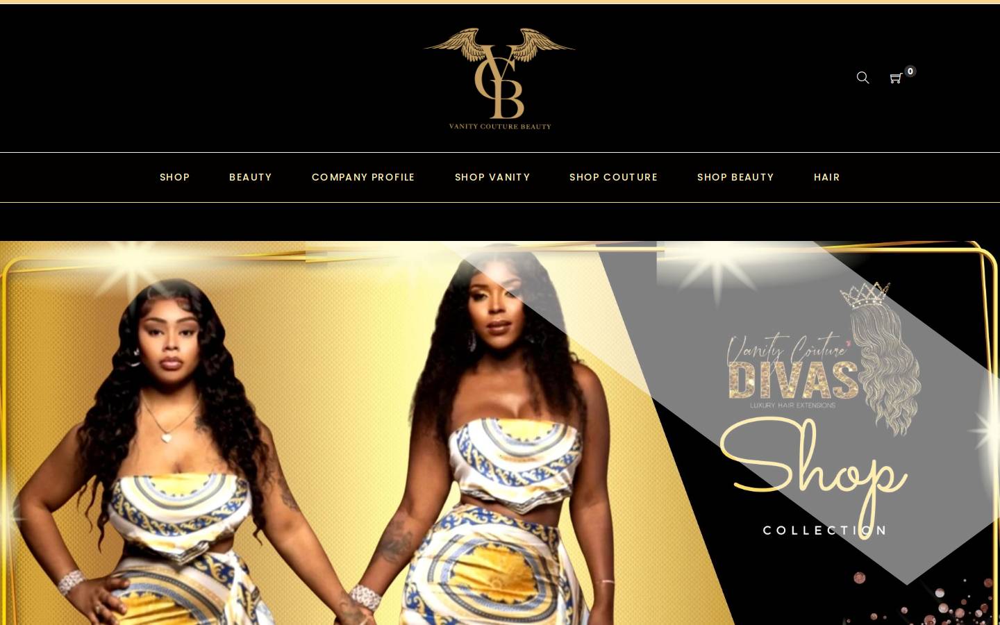 vanitycouturebeauty.com homepage screenshot