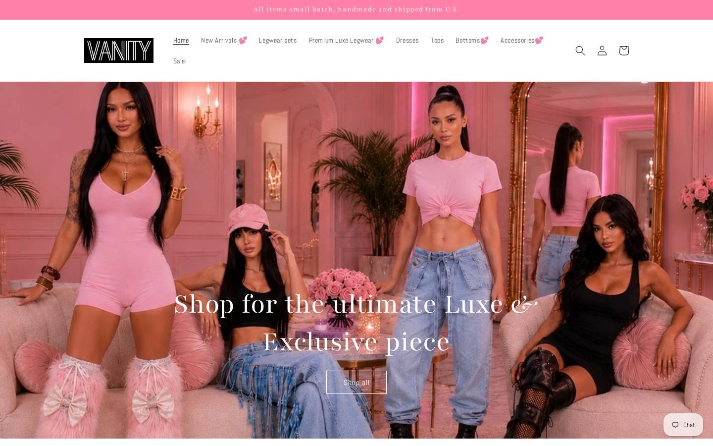 vanitygirlco.com homepage screenshot