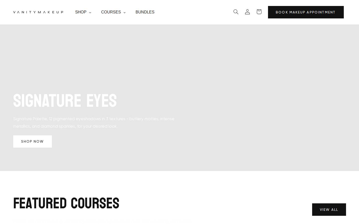 Vanity Makeup Cosmetics homepage screenshot