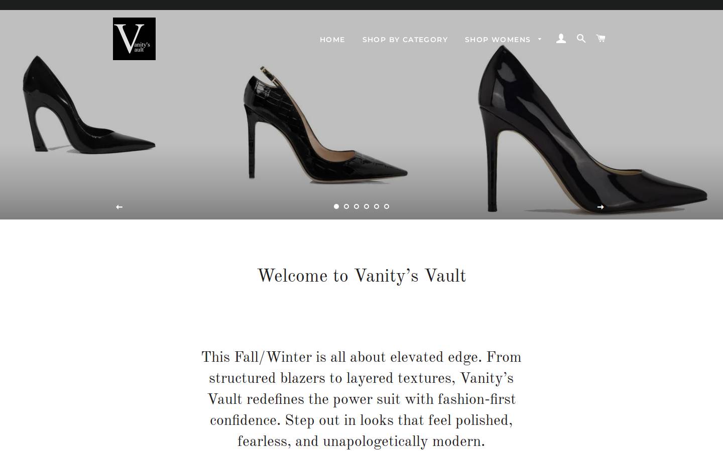 vanitysvault.com homepage screenshot