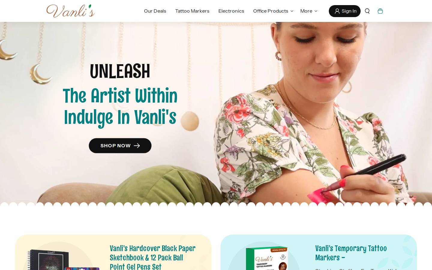 vanlisstore.com homepage screenshot