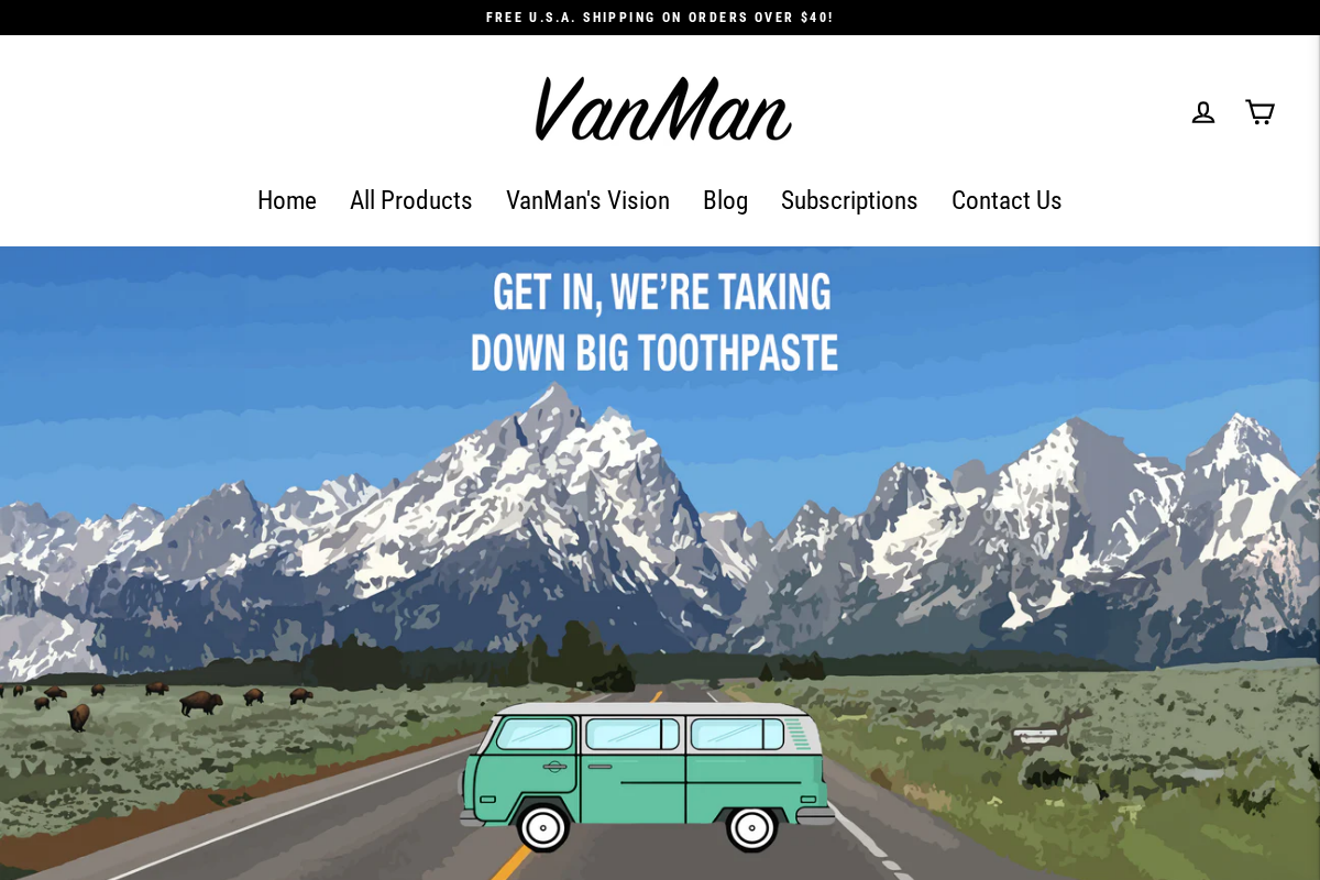 Vanman homepage screenshot
