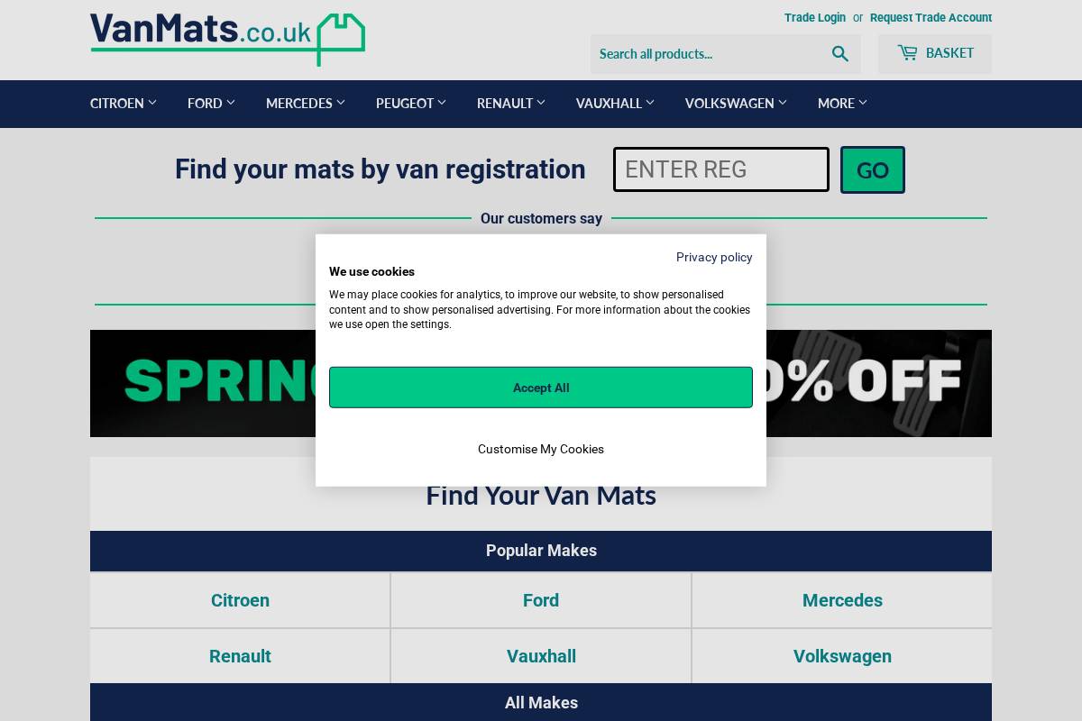 VanMats.co.uk homepage screenshot