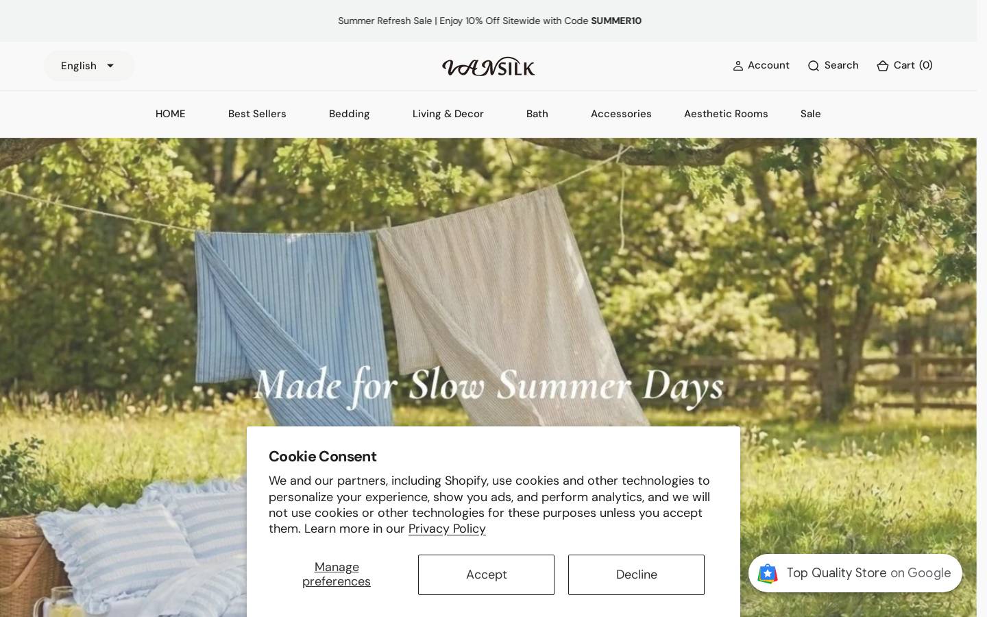 Vansilkhome homepage screenshot