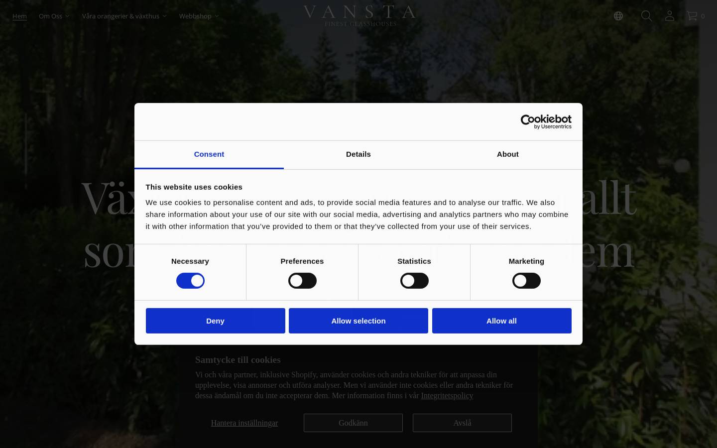 vanstatradgard.se homepage screenshot