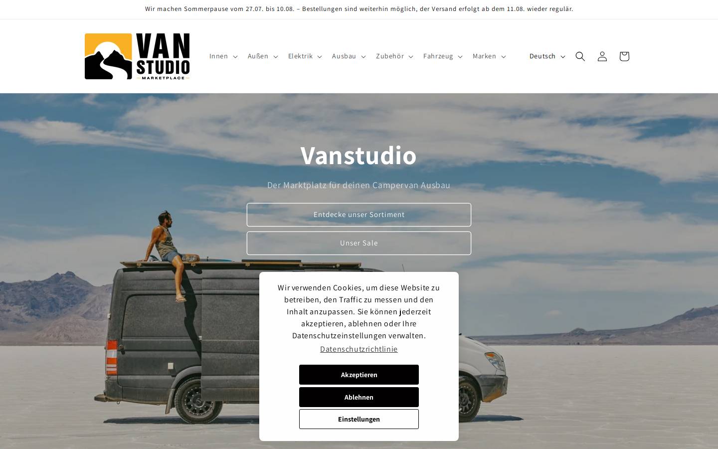 Vanstudio homepage screenshot