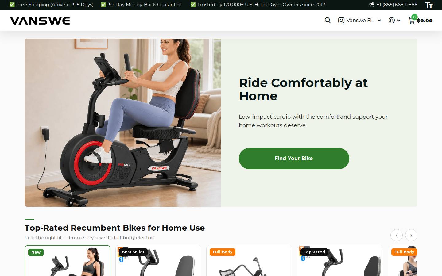vanswefitness.com homepage screenshot