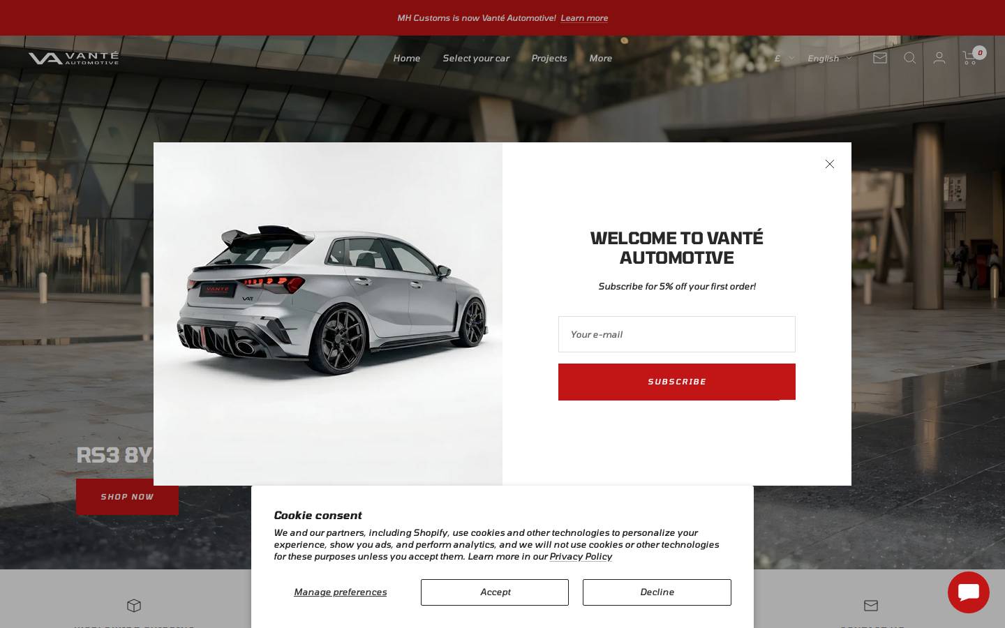 vante-automotive.com homepage screenshot