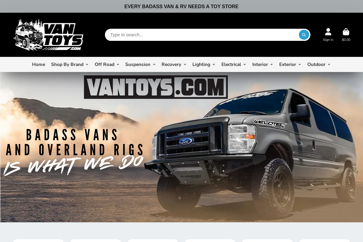 Van Toys Overland Gear homepage screenshot