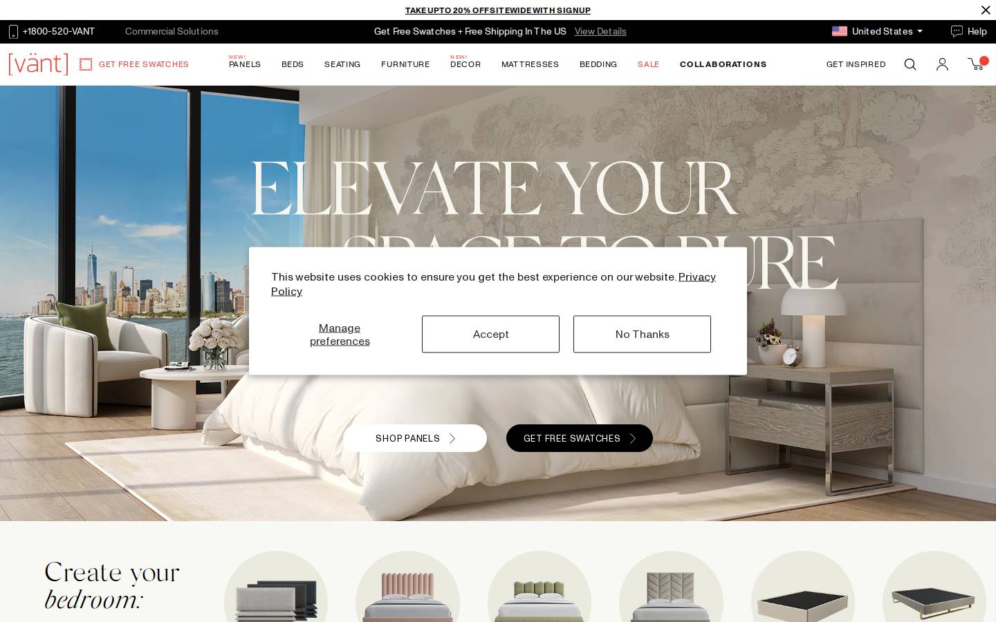 VANT Panels homepage screenshot
