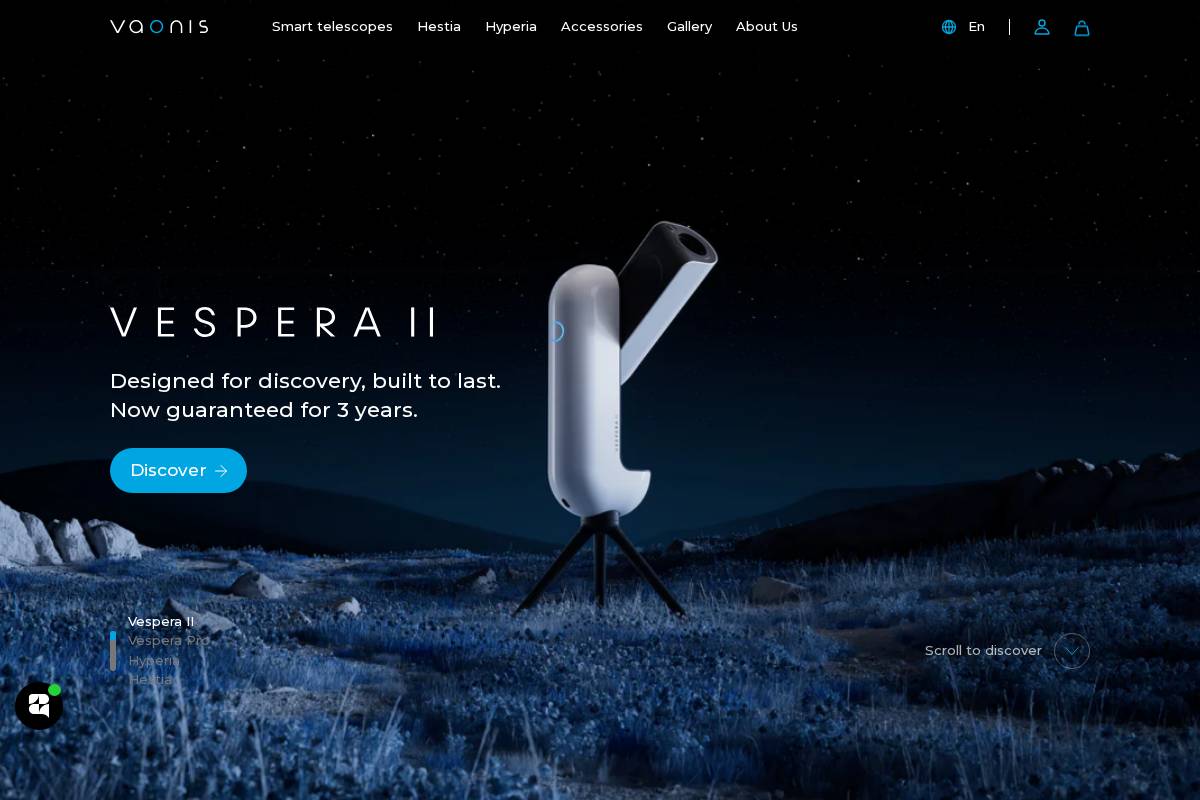 Vaonis homepage screenshot