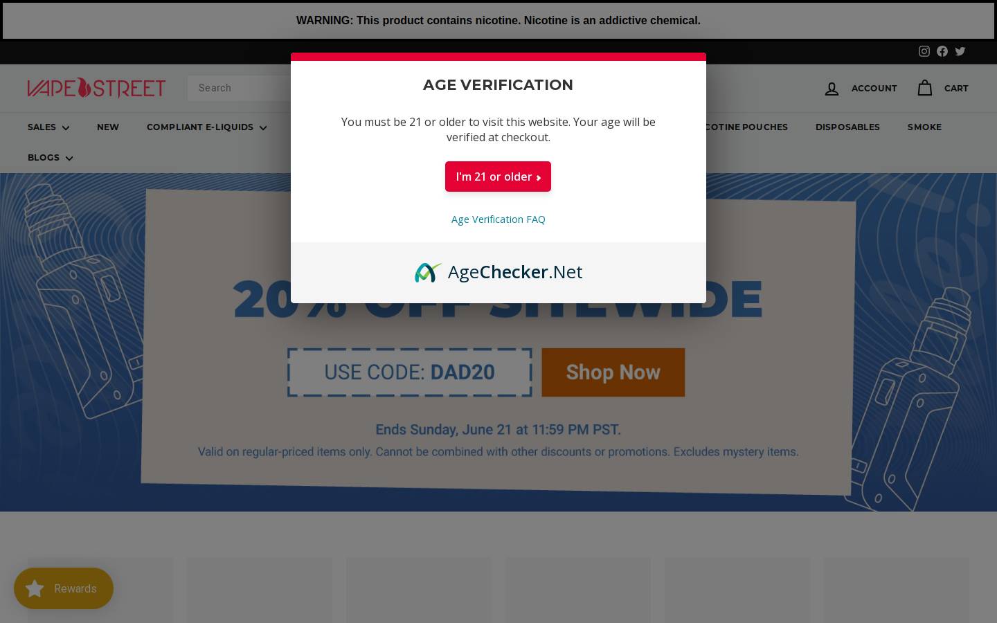 Vape Street homepage screenshot
