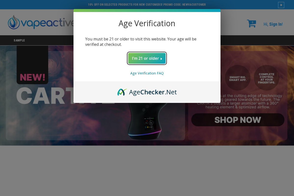 Vape Active homepage screenshot