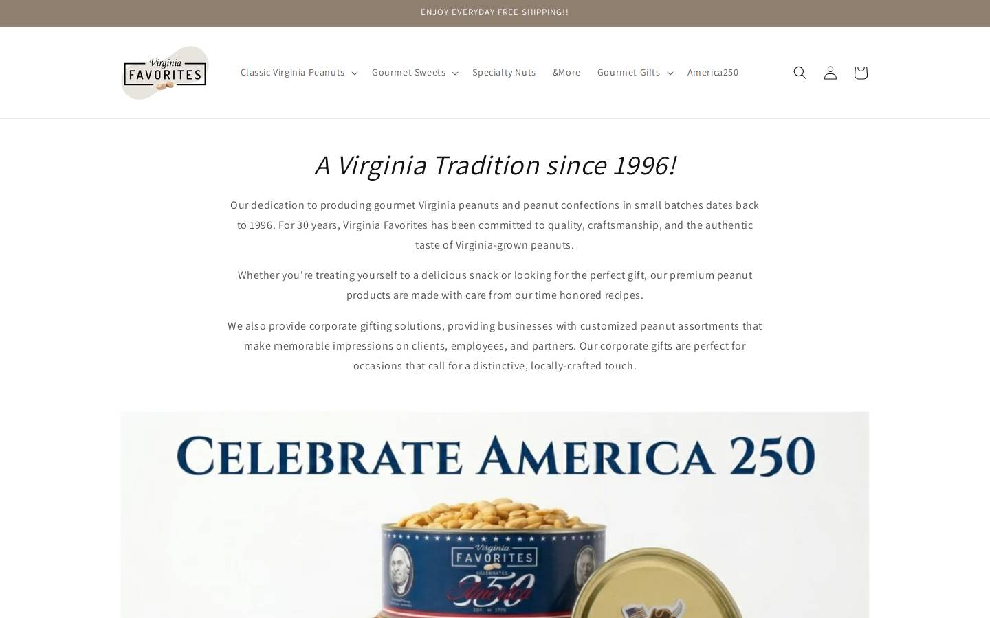 Virginia Favorites, Ltd. homepage screenshot