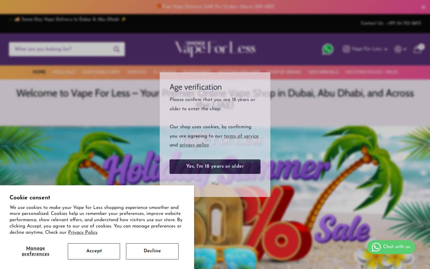 vapedubailess.com homepage screenshot
